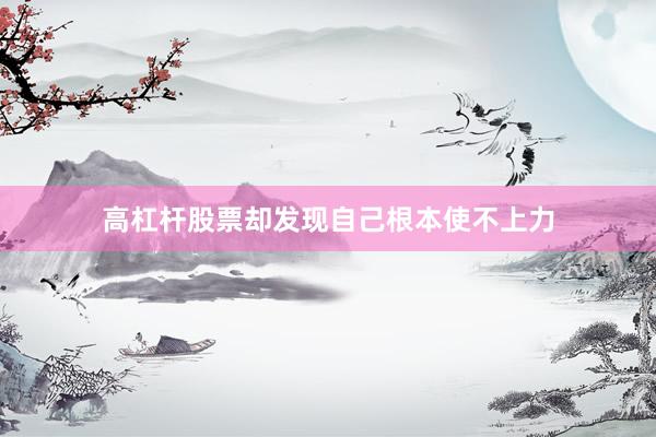 高杠杆股票却发现自己根本使不上力